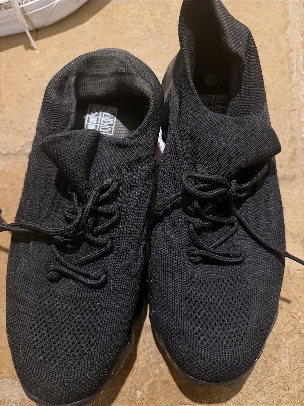 Women’s Black Knit Slip-On Lace-Up Sneakers